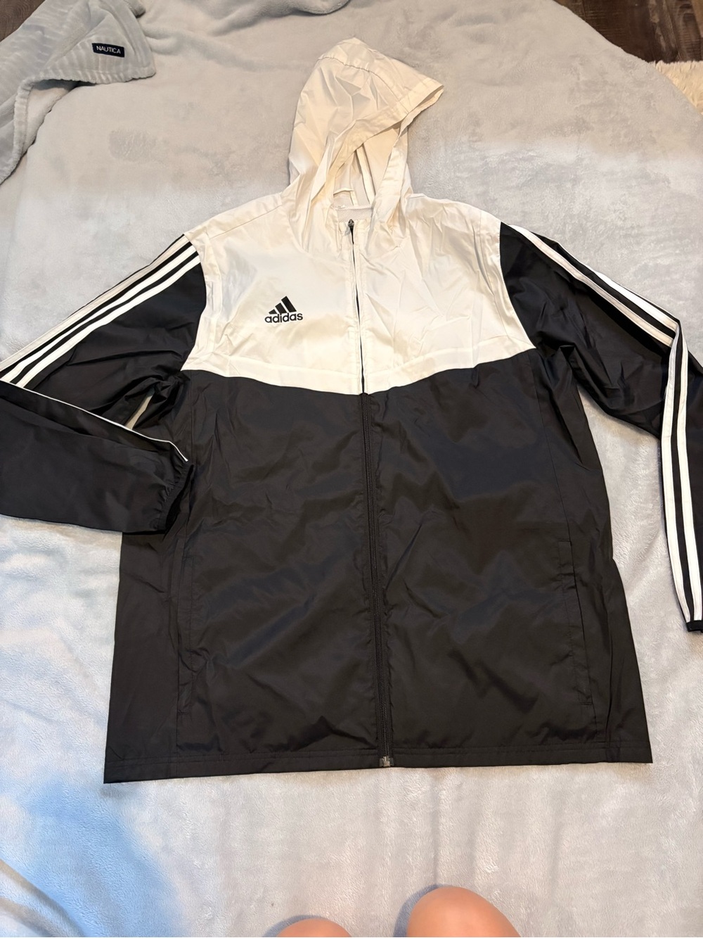 adidas Black and White Men’s Hooded Windbreaker Jacket